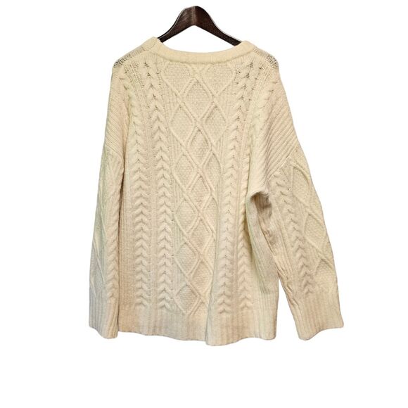 Fisherman Sweater Ivory Cable Knit Sweater‎ LARGE Plush Soft YUMMY SWEATER CO. - Picture 6 of 6